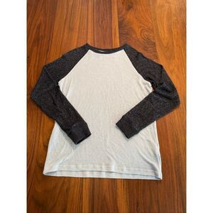 Rumi + Ryder Boy's Colorblock Knit Baseball Tee Light & Navy Blue Large 12/14